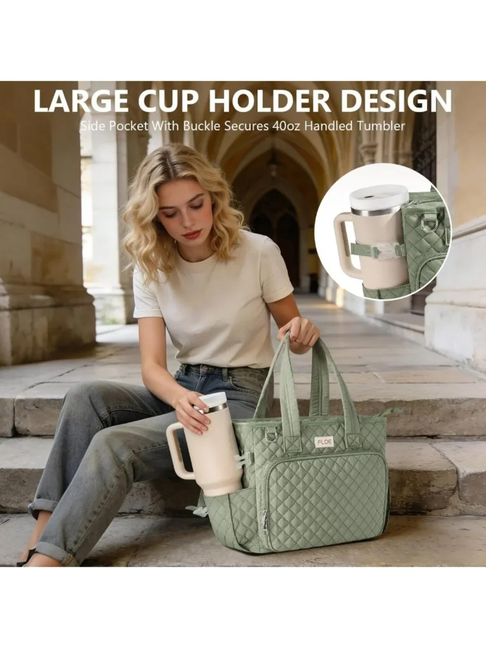 Quilted Large Bible Tote Bag for Women | Stylish Church Cover & Storage Case